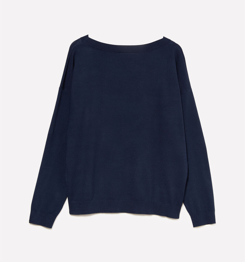 Marineblauer Pullover mit U-Boot-Ausschnitt - pullover u-bootausschnitt für damen - Dunkelblau | Sisley image number 6